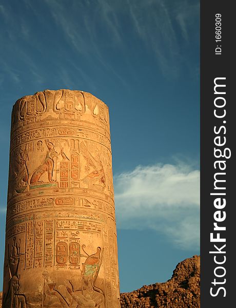 A painted sandstone column at the Temple of Kom Ombo, Egypt. A painted sandstone column at the Temple of Kom Ombo, Egypt.