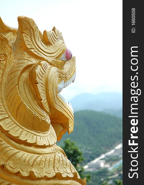 The lion molded figure at the Doi Kongmu temple in northen of Thailand. The lion molded figure at the Doi Kongmu temple in northen of Thailand.