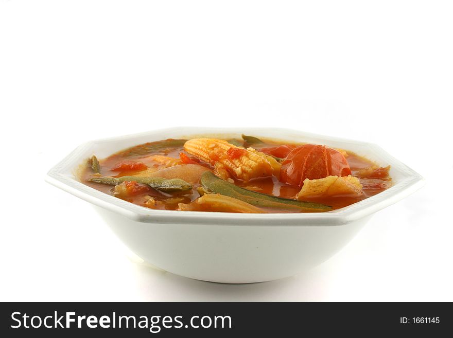 A warming bowl of Pumpkin Stew Isolated on a white background