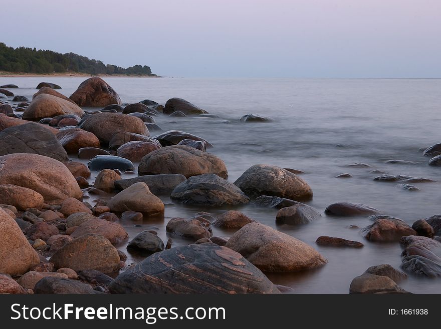 Sunset on the sea, long exposure