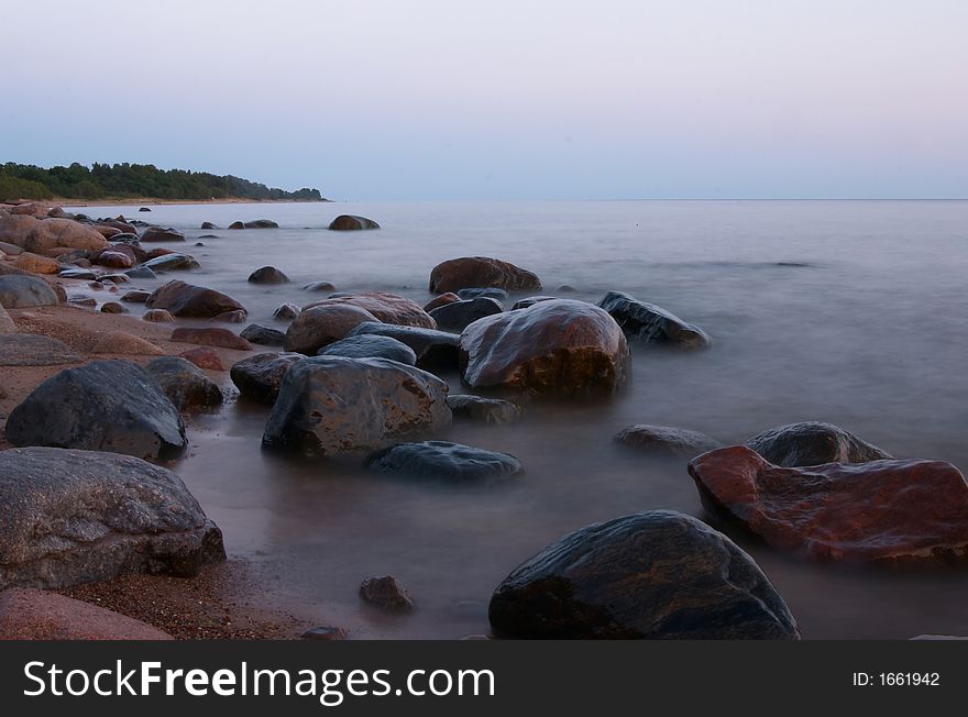 Sunset on the sea, long exposure