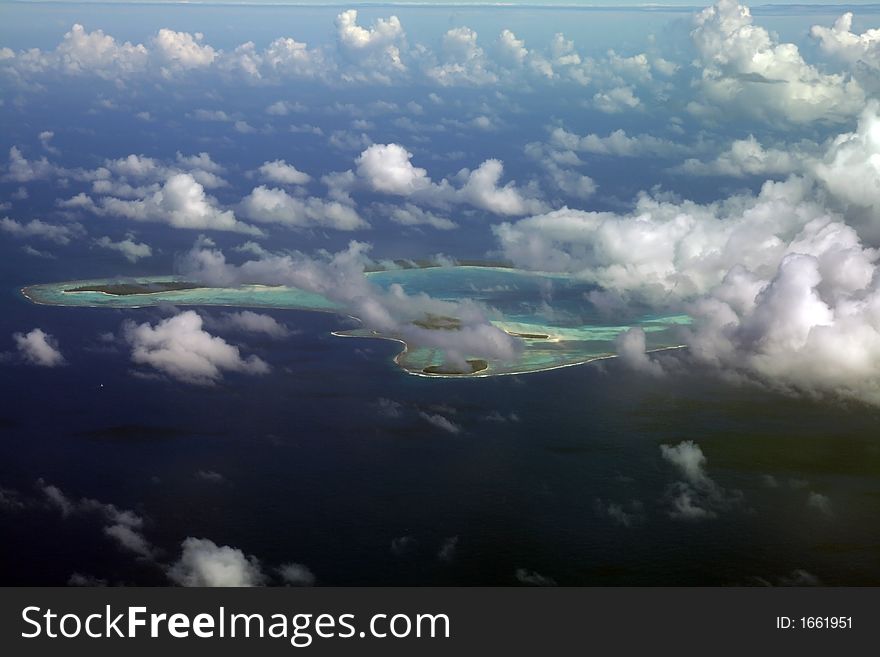 Pacific atoll island aerial view. Pacific atoll island aerial view