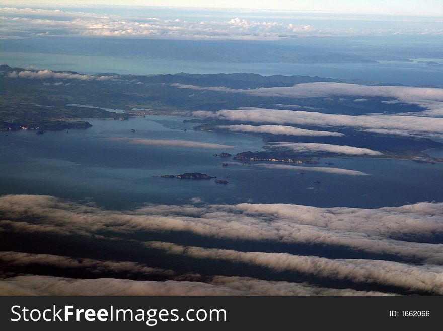 Islands in the clouds in New zealand