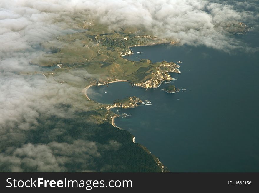 Isolated bay n new zealand coast