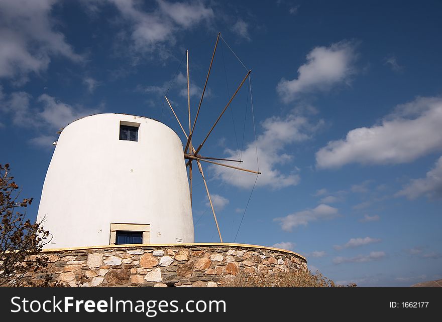 White windmill, Paros island, Greece