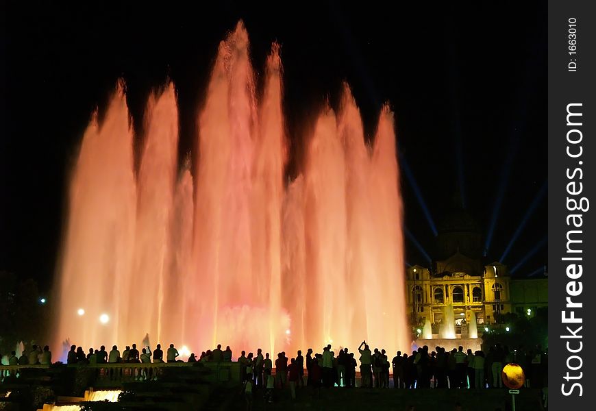 Montjuic (magic) fountain in Barcelona at night. Montjuic (magic) fountain in Barcelona at night