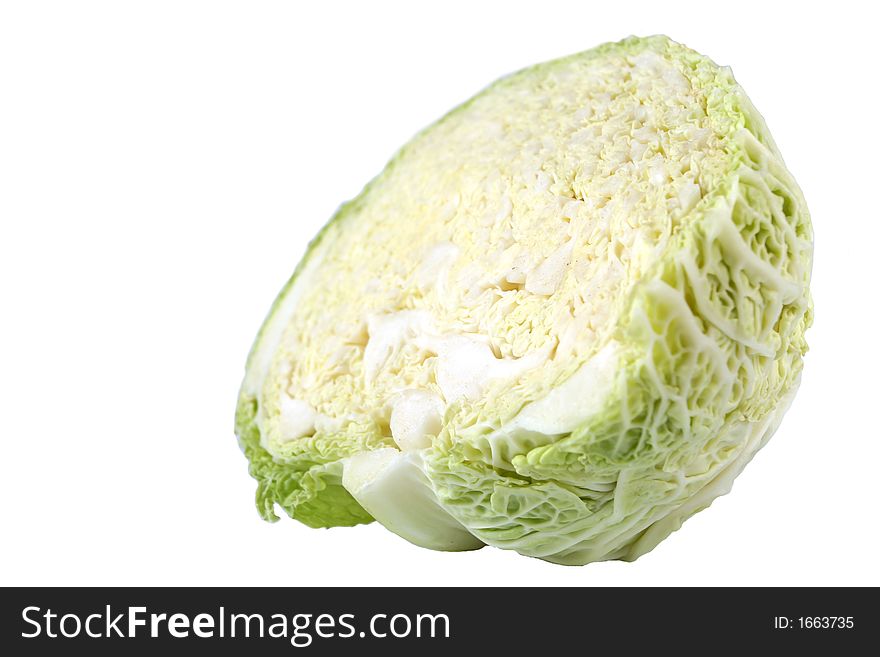 Half of cabbage isolated on white