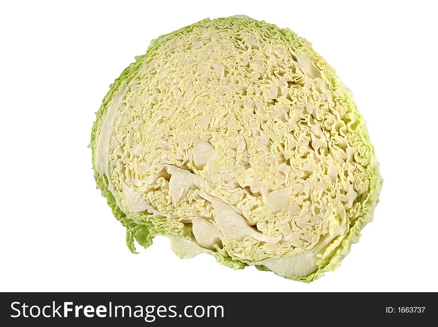 Half of cabbage isolated on white