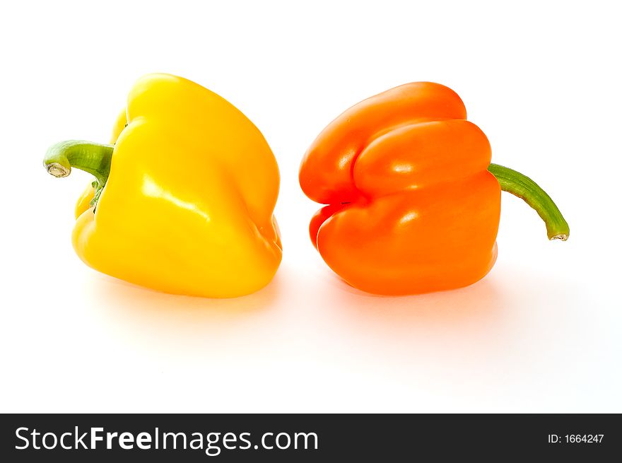 Two sweet peppers on white. Two sweet peppers on white