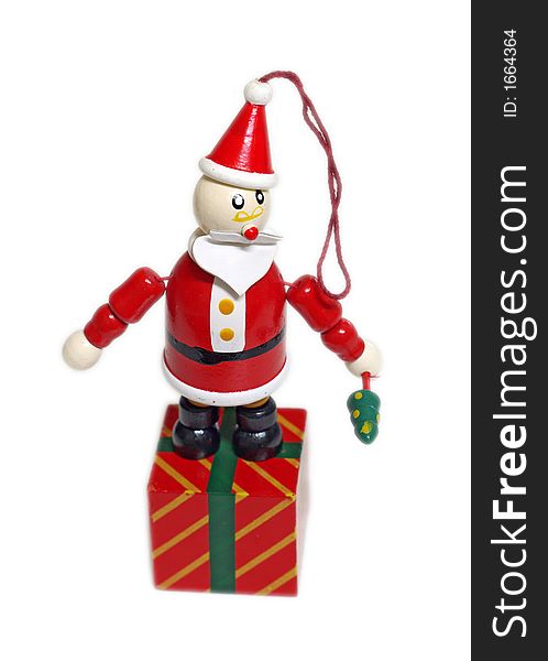 A Wooden Santa Clause Christmas Tree Decoration - File contains Clipping Path. A Wooden Santa Clause Christmas Tree Decoration - File contains Clipping Path