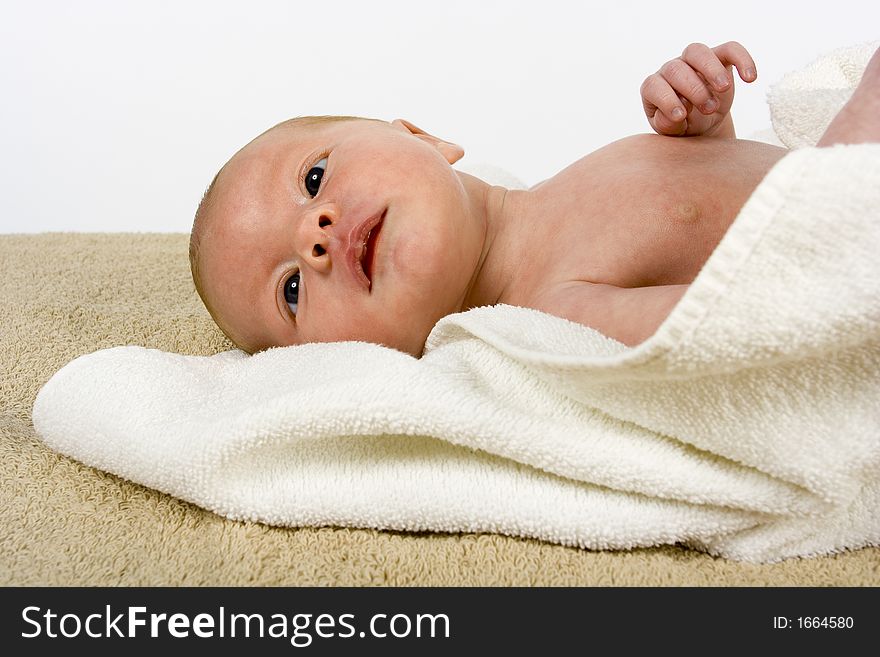 Newborn (3 weeks old) boy in the towel. Newborn (3 weeks old) boy in the towel