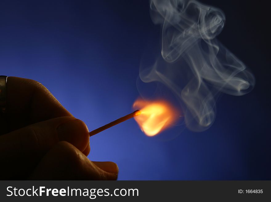 Photo of match's fire. Photo of match's fire