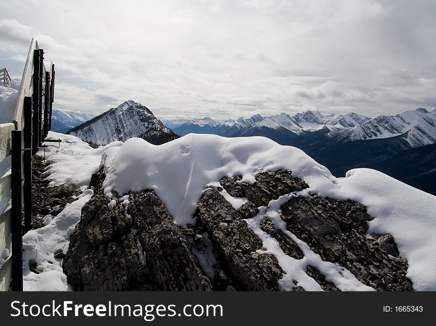 Trail to the summit in Banff which is covered by snow even in the summer. Trail to the summit in Banff which is covered by snow even in the summer