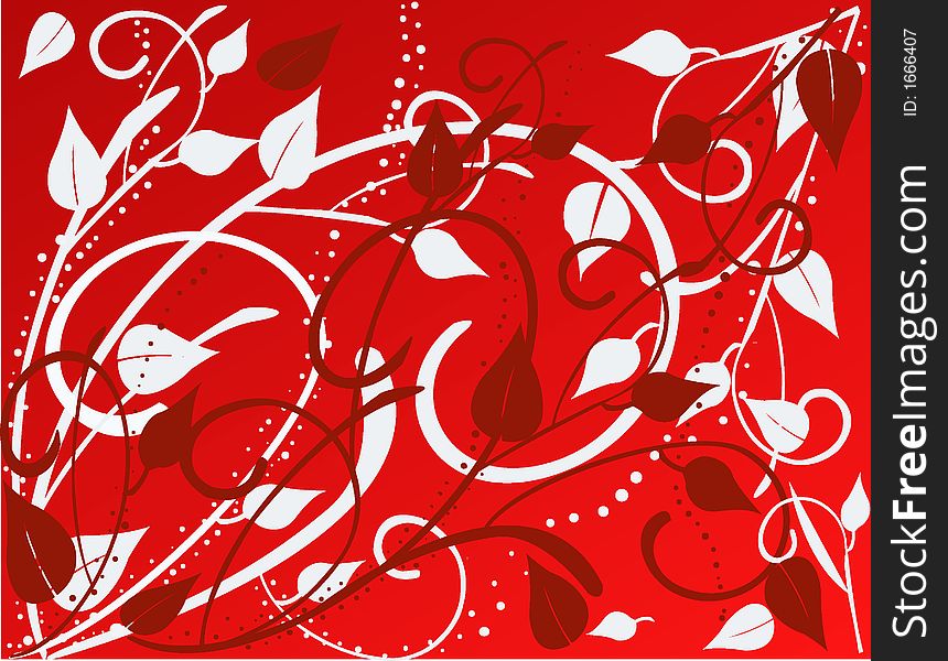 Floral Background in red -vector illustration. Floral Background in red -vector illustration