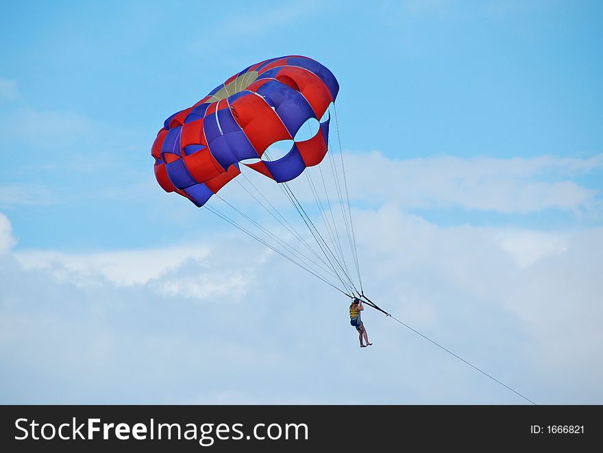 Woman parasailing