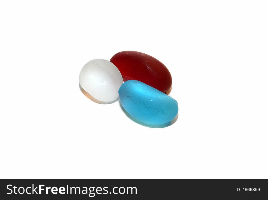 Blue, red and white decorative stone isolated over white