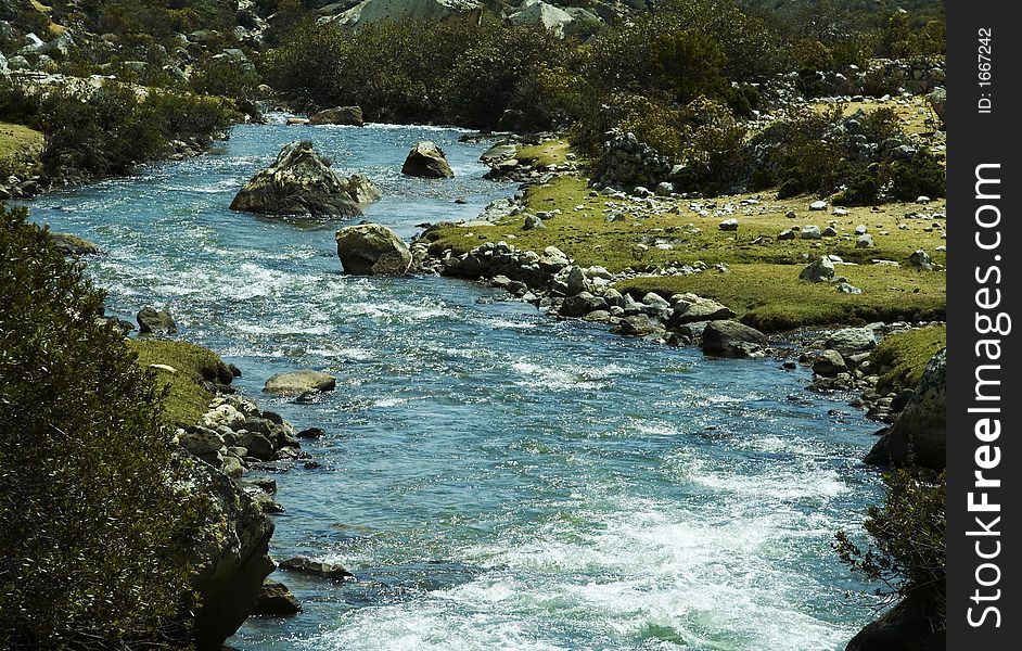 Clean blue river in Cordilleras mountain