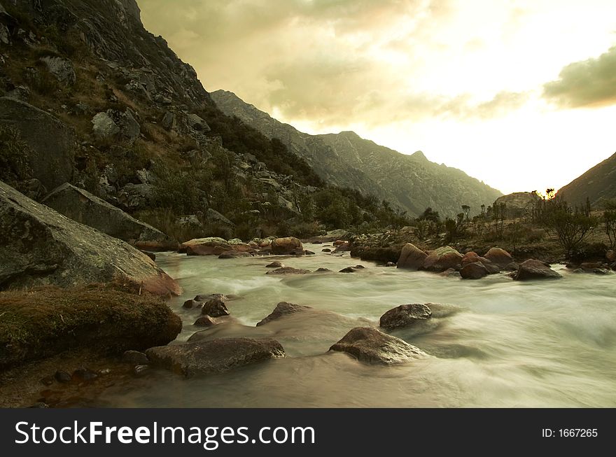 River movement in the mountain. River movement in the mountain