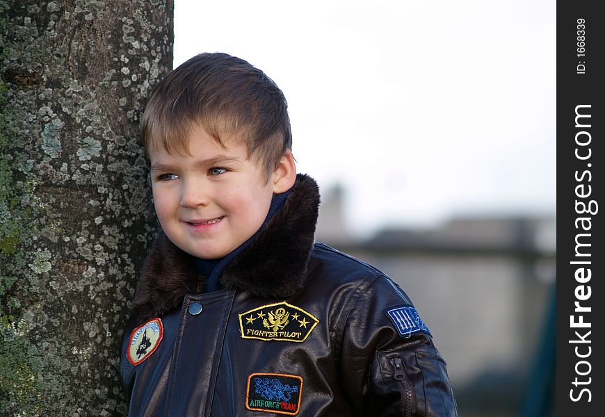 Boy standing and smile. boy portrait