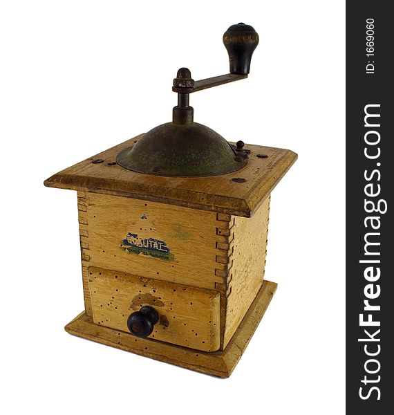 Old, worm eaten coffee mill