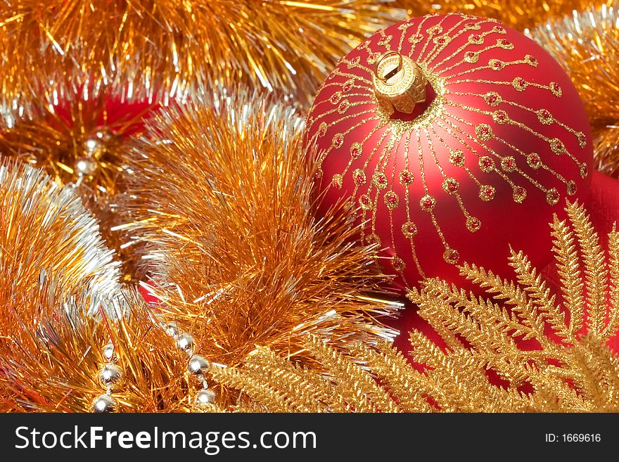 Close up of Red and gold christmas decoration