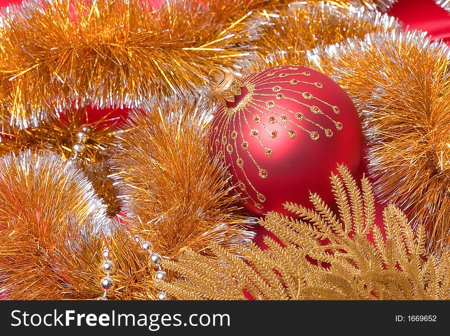 Close up of Red and gold christmas decoration