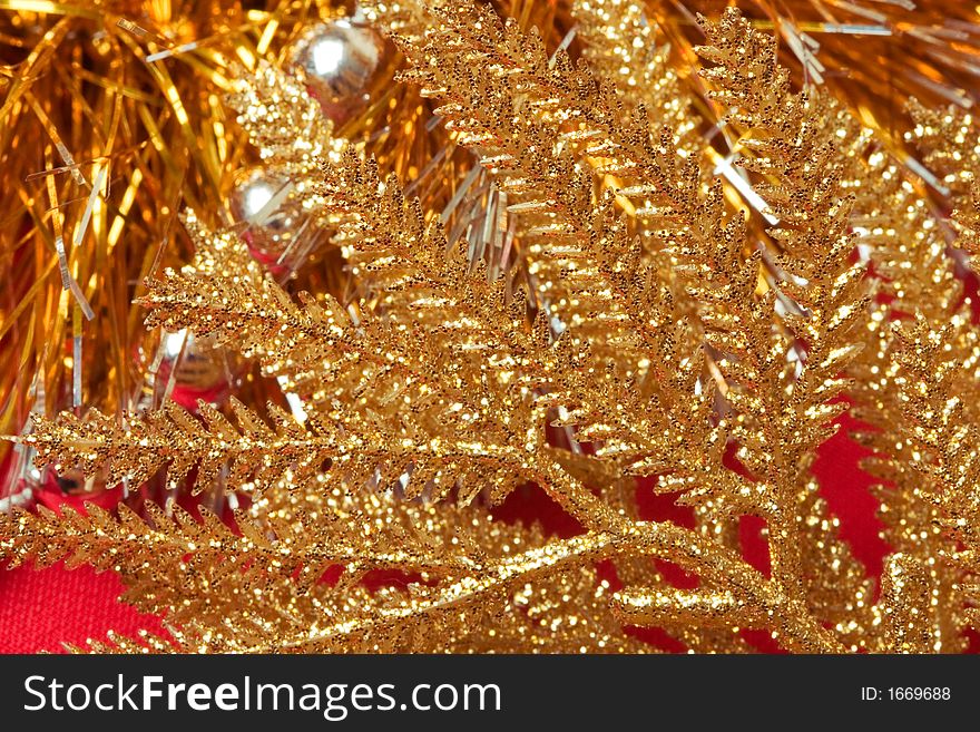 Close up of Red and gold christmas decoration