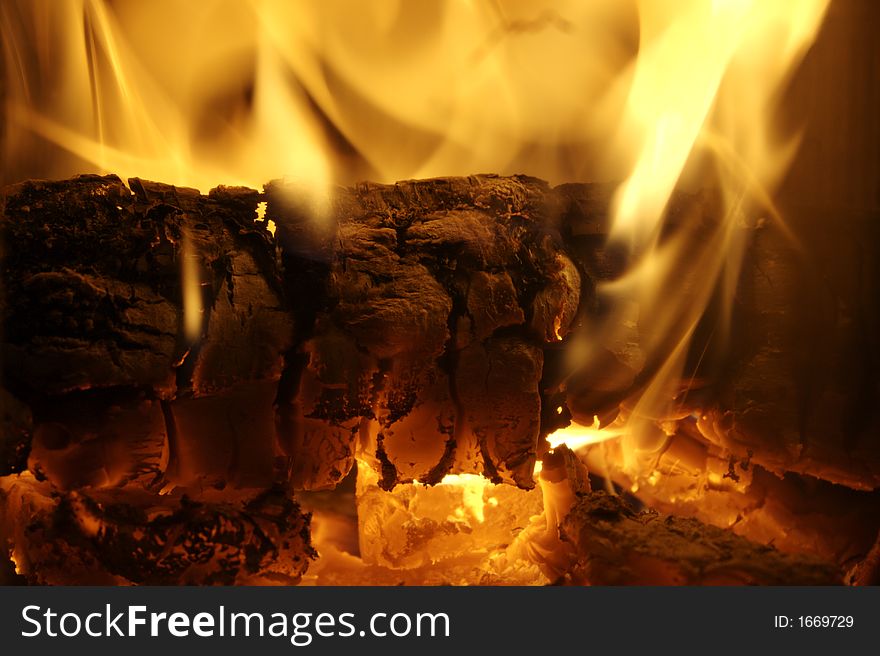 A nice warm fire burning.