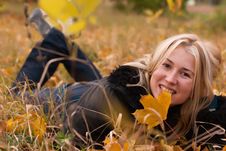 Beautiful Young Woman In Autumn Leaves Stock Photo Beautiful Young Woman In Autumn Leaves Stock Photo