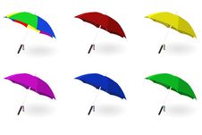 Set Of Multicoloured Umbrellas Stock Photo