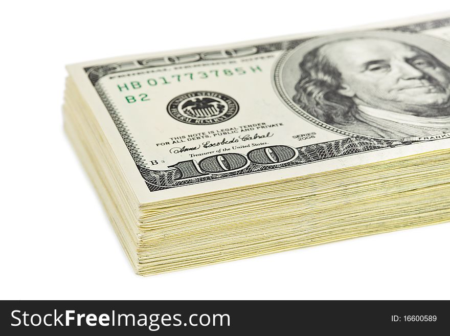 Dollars pack isolated on white background. Dollars pack isolated on white background