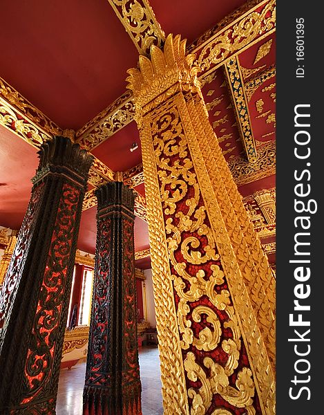 Pillars of Wat Mai in Luang Prabang, Laos