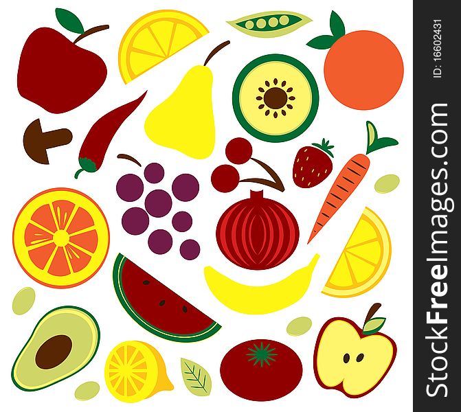 Colorful fruit and vegetable pattern