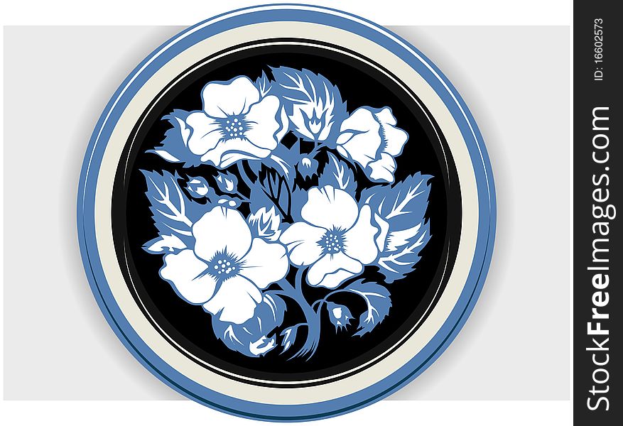 Vector of floral blue plate