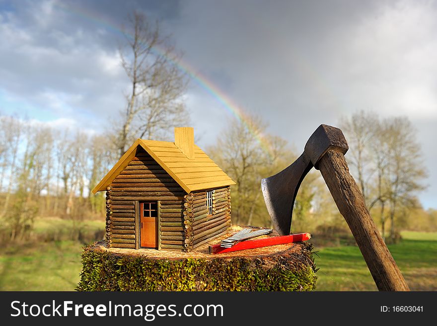 A small wooden chalet ecological. A small wooden chalet ecological.