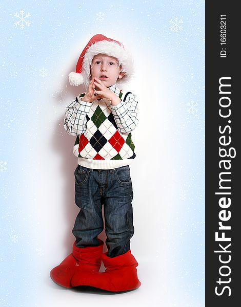 Boy With Santa-hat, Smiling