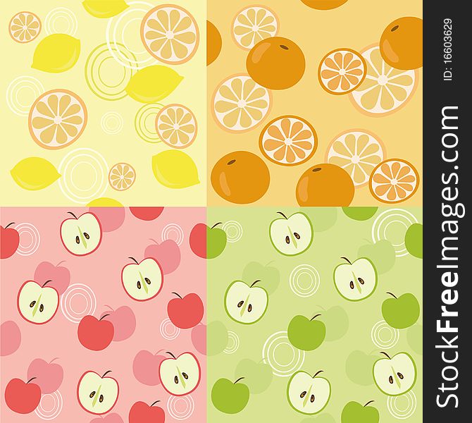 Seamless backgrounds with different fruits. Seamless backgrounds with different fruits