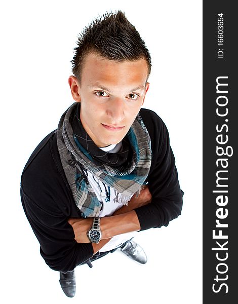 Young stylish teenager with a scarf isolated over white background. Young stylish teenager with a scarf isolated over white background.