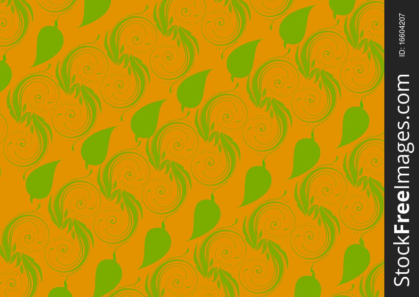 Leaf pattern with yellow background