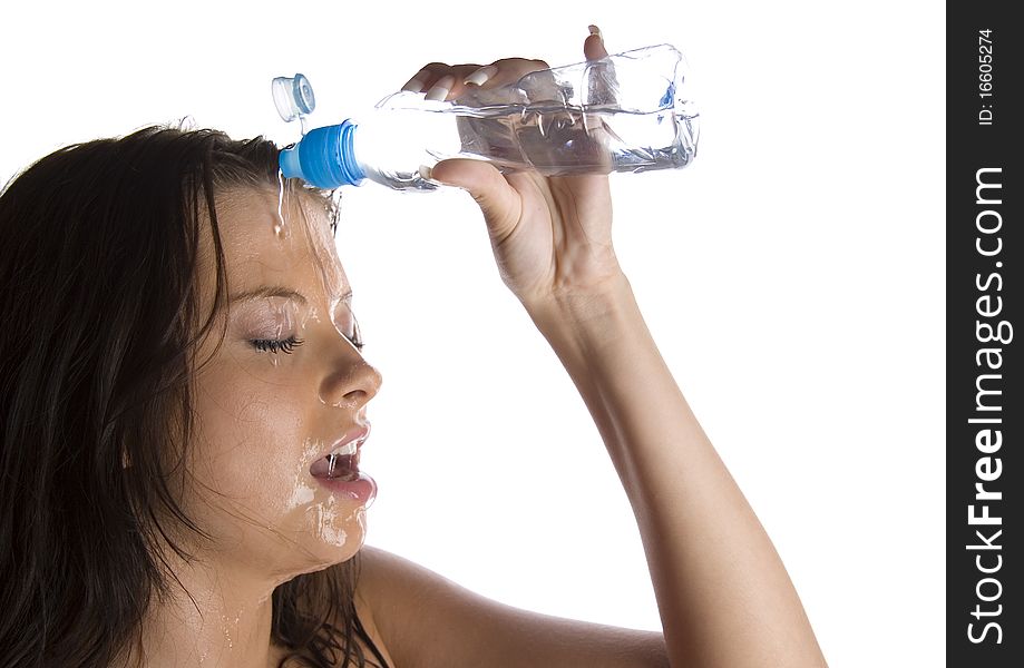 Naked Girl splashing in water