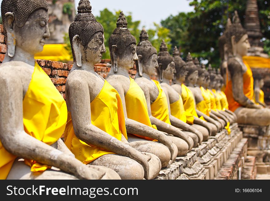 Row of Buddha momument at Ayudhaya