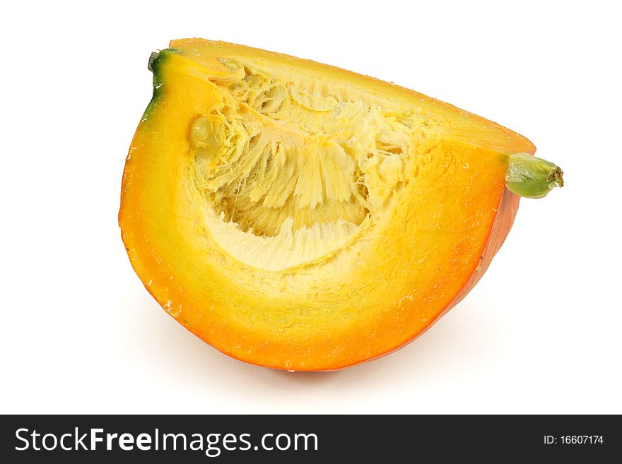 Orange pumpkin over white background