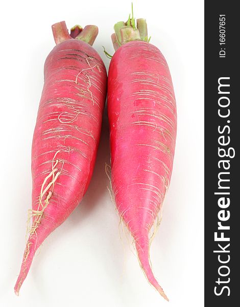 Two radish on white background