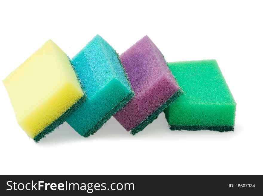 Colored sponges isolated on a white background