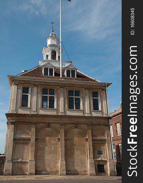 The custom house on the quayside at kings lynn in norfolk in england. The custom house on the quayside at kings lynn in norfolk in england