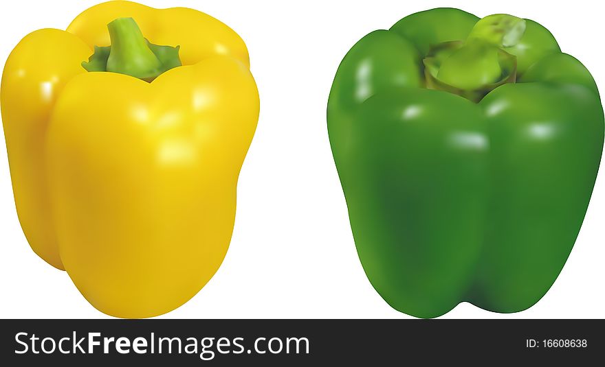 Green and yellow peppers vector illustration