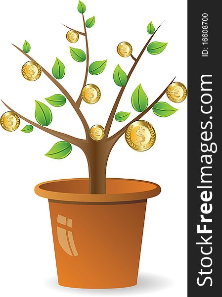 Plant with golden coins