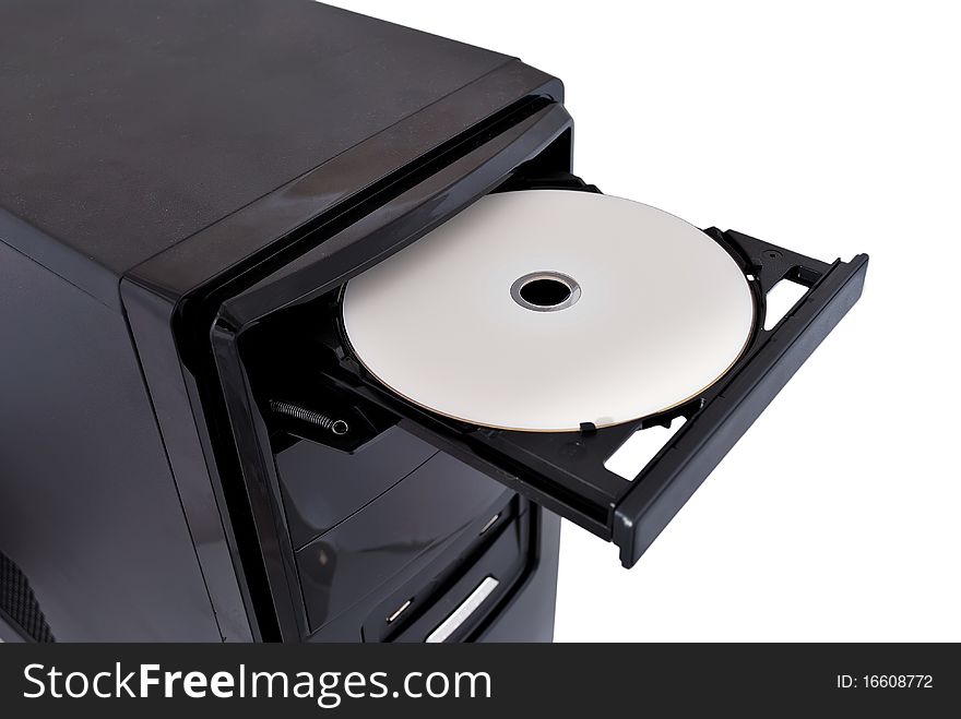Open dvd rom on a white background