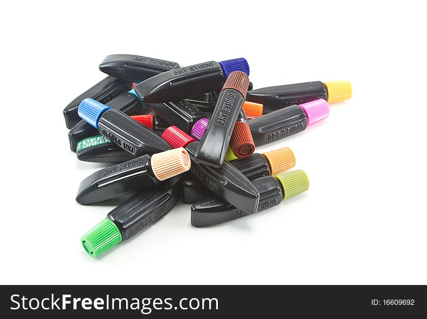 Paint tubes on a white background