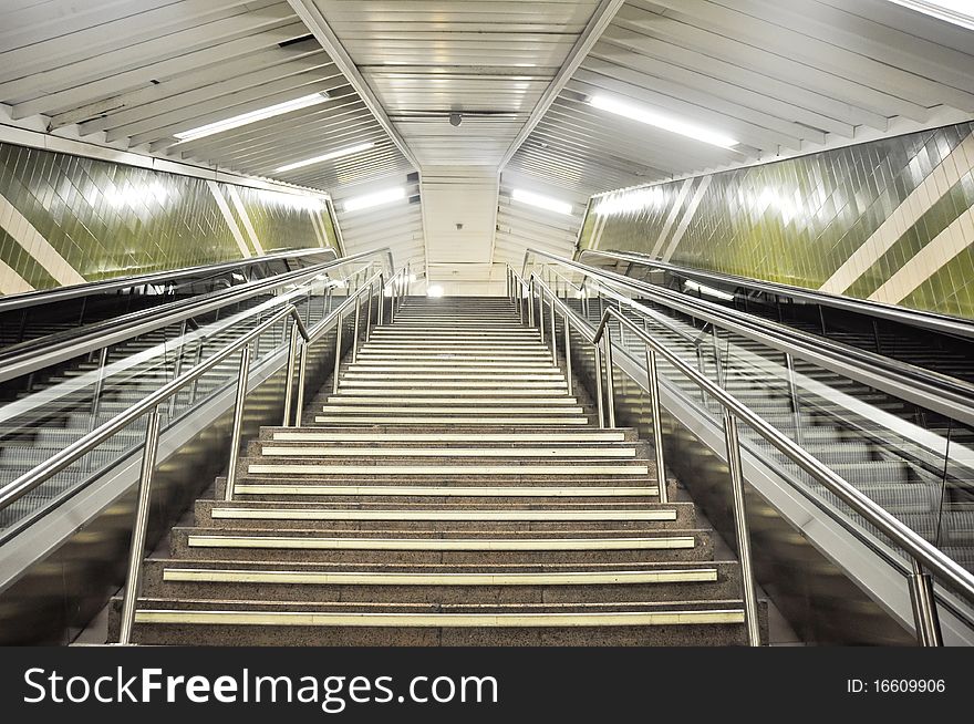 Escalator and staircase in Metro